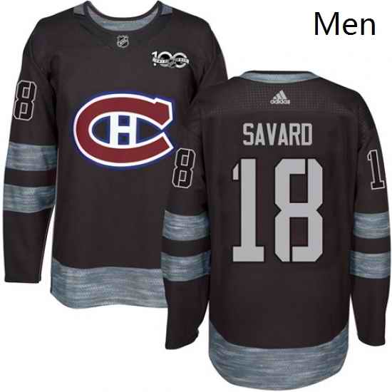 Mens Adidas Montreal Canadiens 18 Serge Savard Premier Black 1917 2017 100th Anniversary NHL Jersey